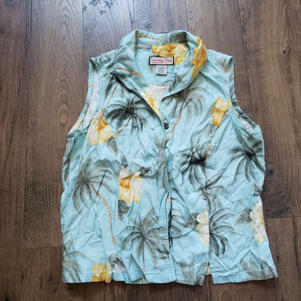 Vintage Palm Tree Sleeveless Hawaiian Shirt